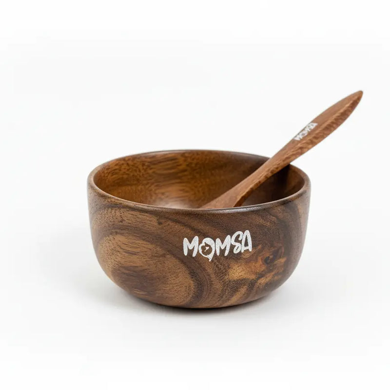 Wooden MomSa Bowl – Handcrafted Feeding Set (Bowl + Spoon)
