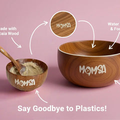 Wooden MomSa Bowl – Handcrafted Feeding Set (Bowl + Spoon)