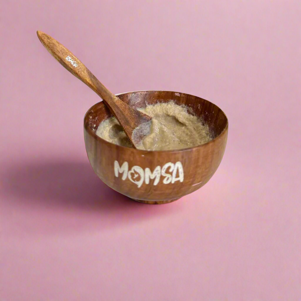 Wooden MomSa Bowl – Handcrafted Feeding Set (Bowl + Spoon)